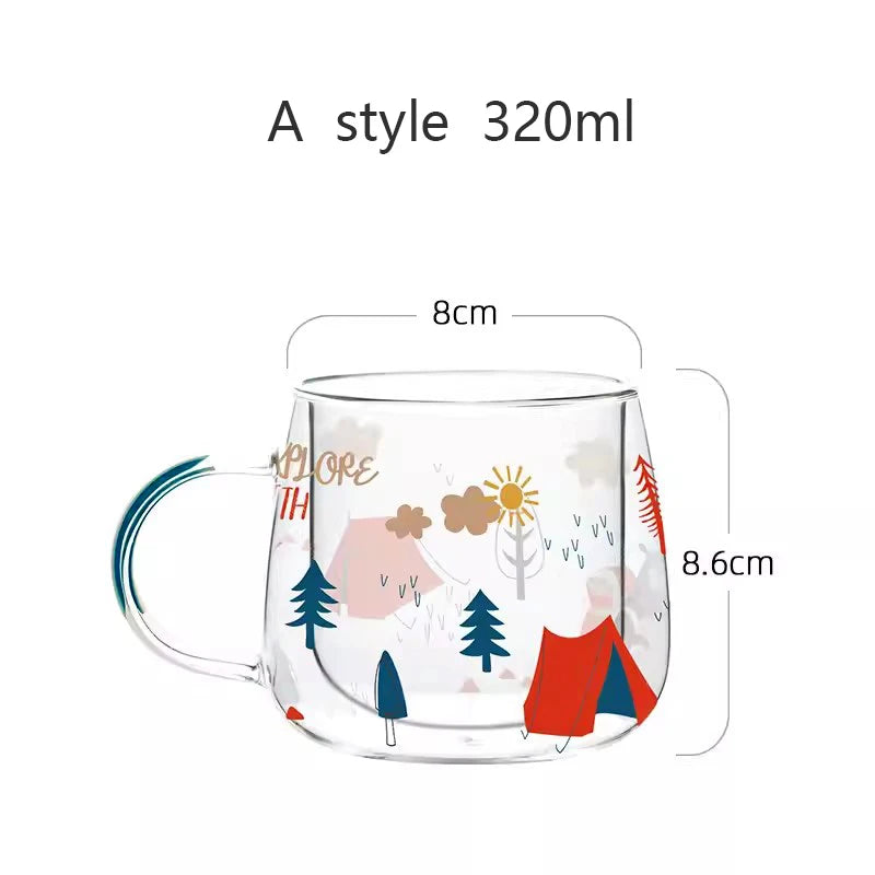 320ml Couple Double Wall Borosilicate Glass  Cup - Graceland Home and Living -  - #tag1#