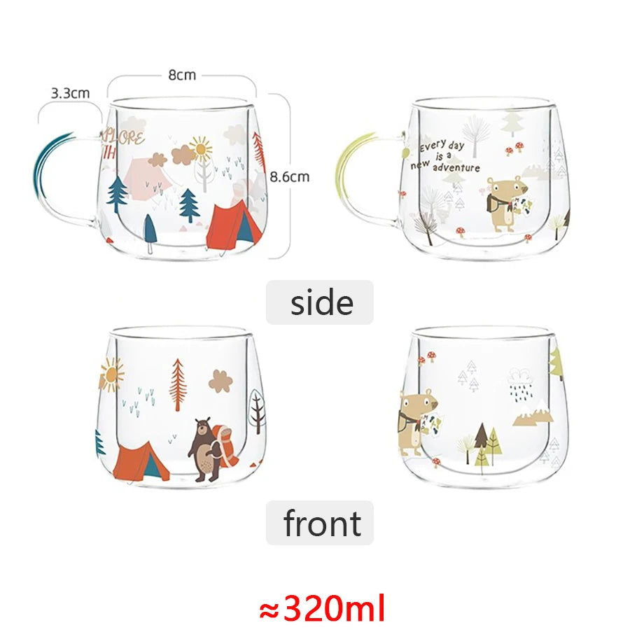 320ml Couple Double Wall Borosilicate Glass  Cup - Graceland Home and Living -  - #tag1#
