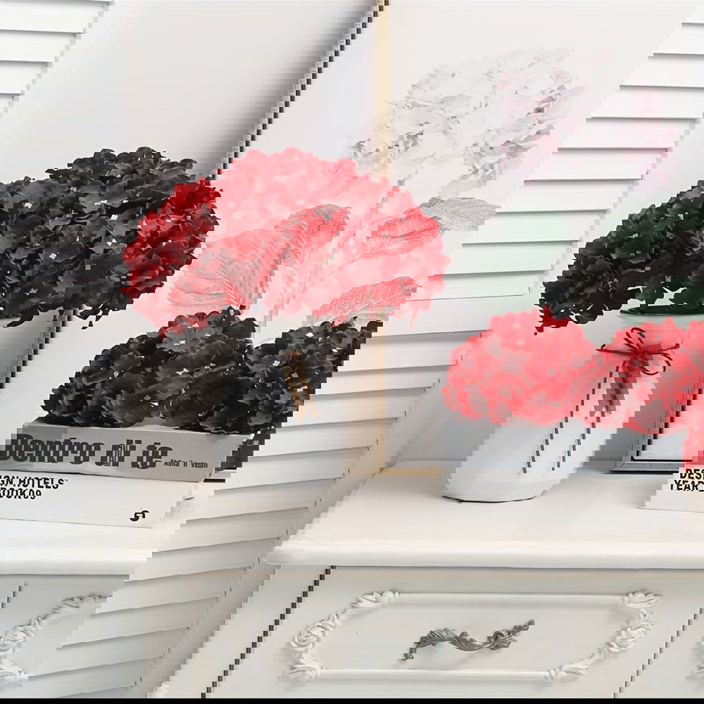 34pcs Artificial Hydrangea Silk Flower Heads with Stems, Plastic Faux Hydrangea - Graceland Home and Living -  - #tag1#