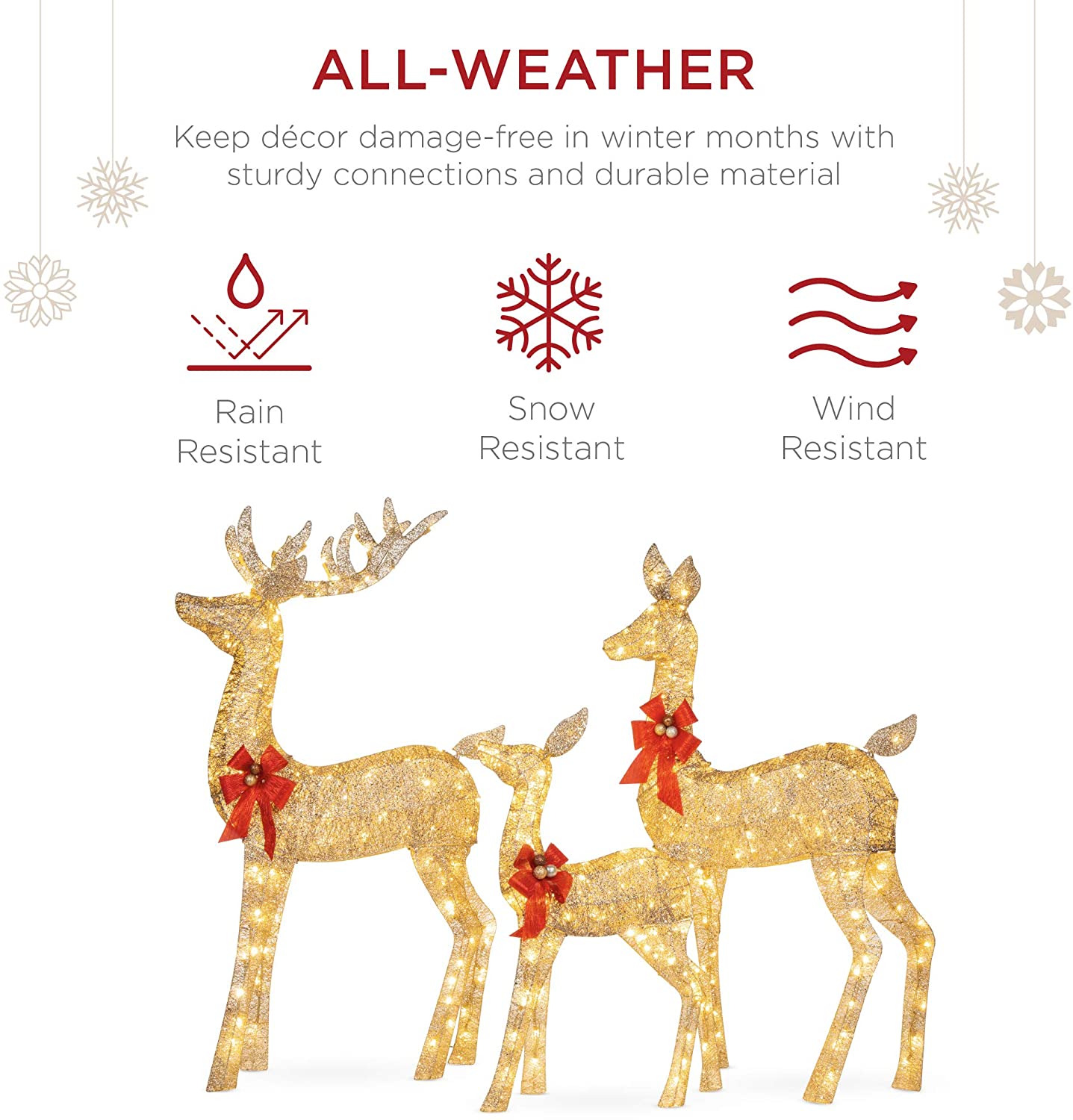 360 LED Lights Outdoor Christmas Decorations 3pcs Lighted Christmas Deer Family Set - Graceland Home and Living -  - #tag1#