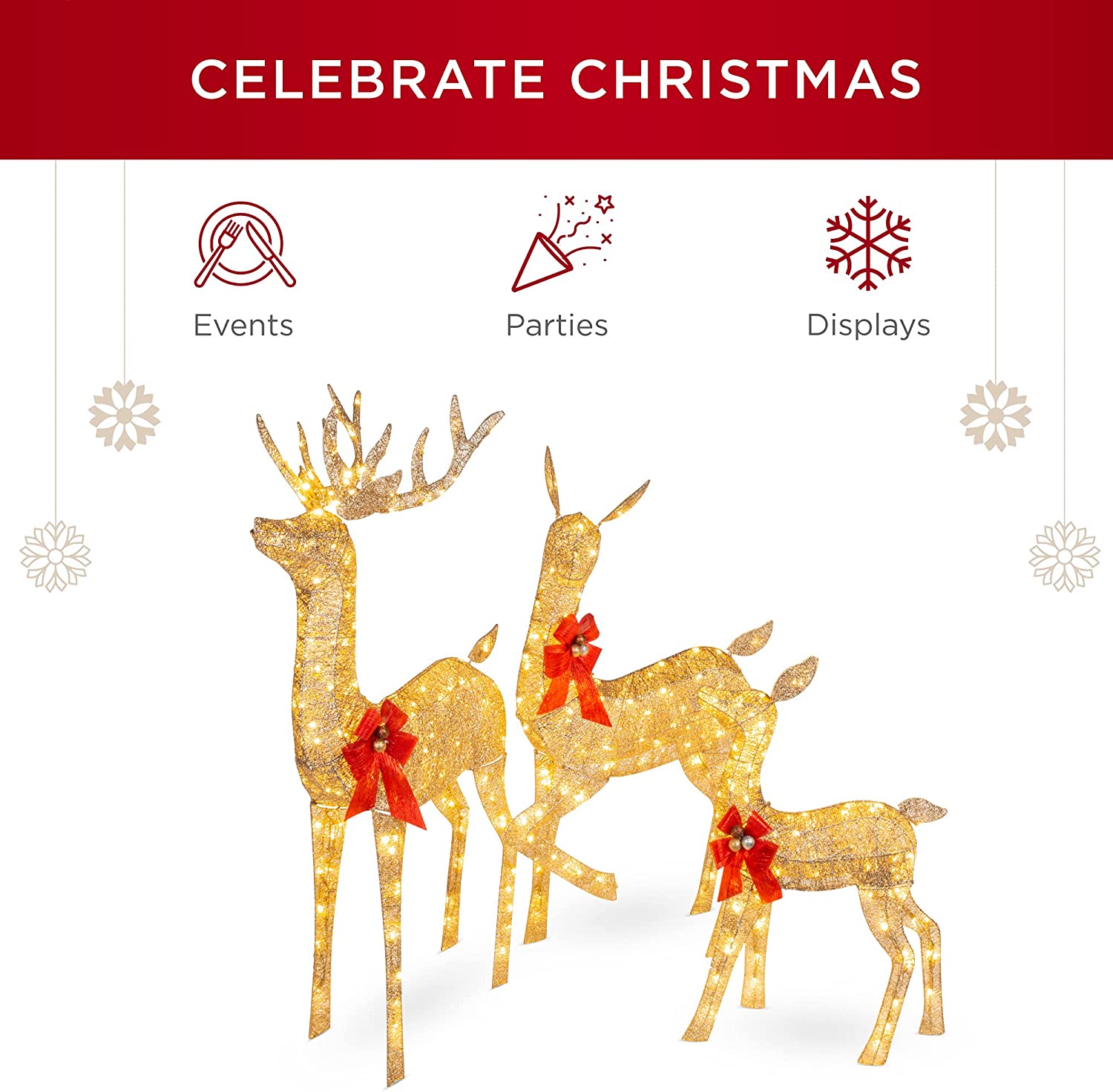 360 LED Lights Outdoor Christmas Decorations 3pcs Lighted Christmas Deer Family Set - Graceland Home and Living -  - #tag1#