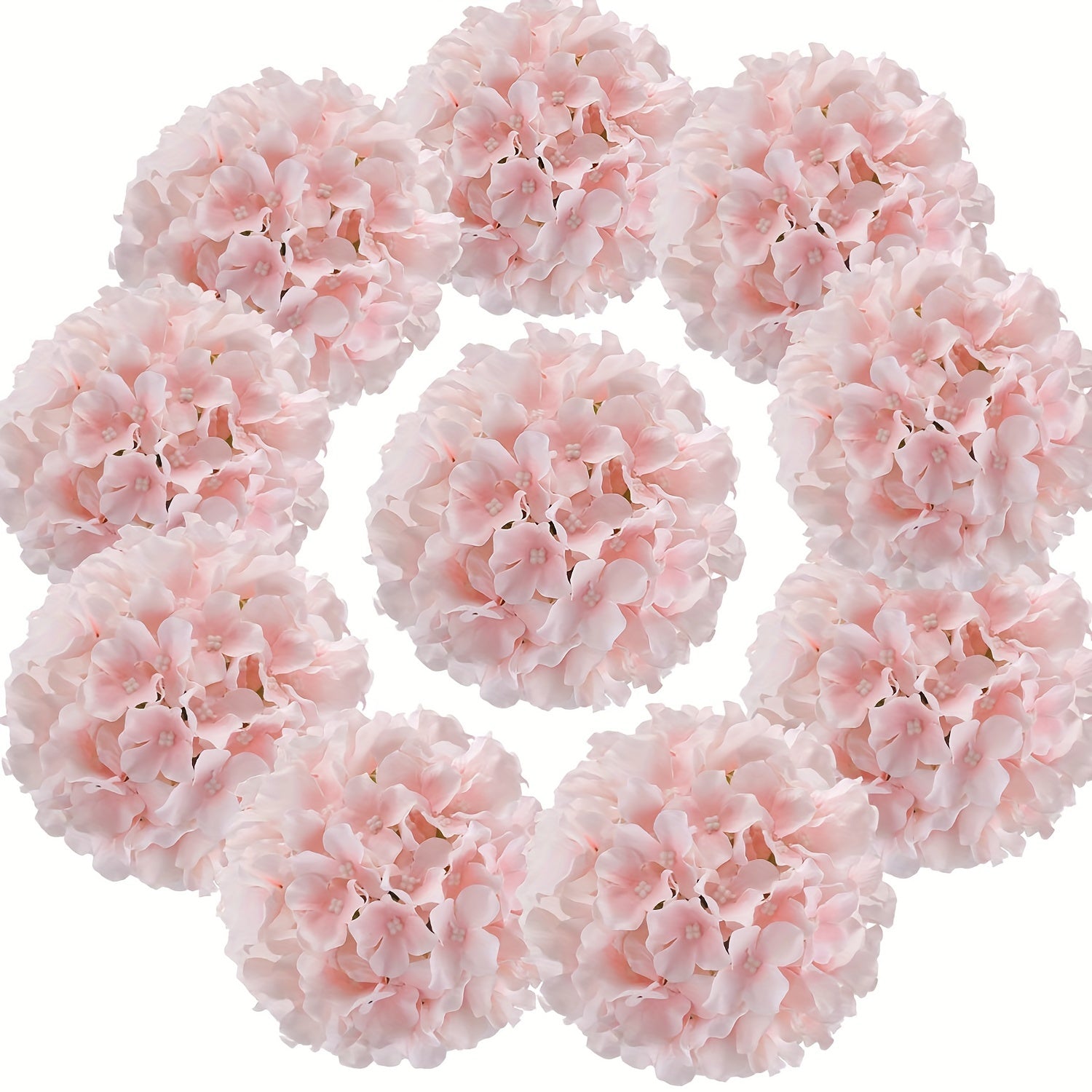 39pcs Pink Silk Hydrangea Flowers with Stems - Graceland Home and Living -  - #tag1#