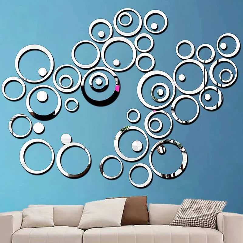 3D Circular Mirror Wall Sticker Self-Adhesive Acrylic Mirror Decals - Graceland Home and Living -  - #tag1#
