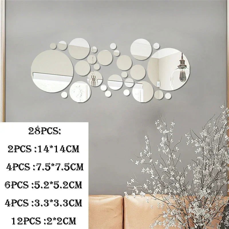 3D Circular Mirror Wall Sticker Self-Adhesive Acrylic Mirror Decals - Graceland Home and Living -  - #tag1#