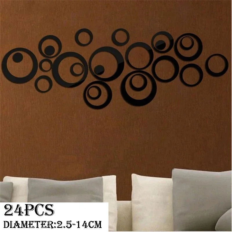 3D Circular Mirror Wall Sticker Self-Adhesive Acrylic Mirror Decals - Graceland Home and Living -  - #tag1#