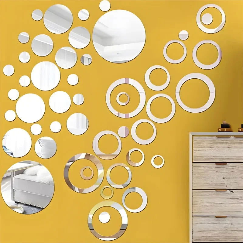 3D Circular Mirror Wall Sticker Self-Adhesive Acrylic Mirror Decals - Graceland Home and Living -  - #tag1#