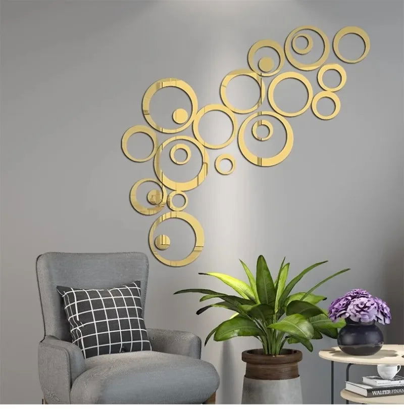 3D Circular Mirror Wall Sticker Self-Adhesive Acrylic Mirror Decals - Graceland Home and Living -  - #tag1#