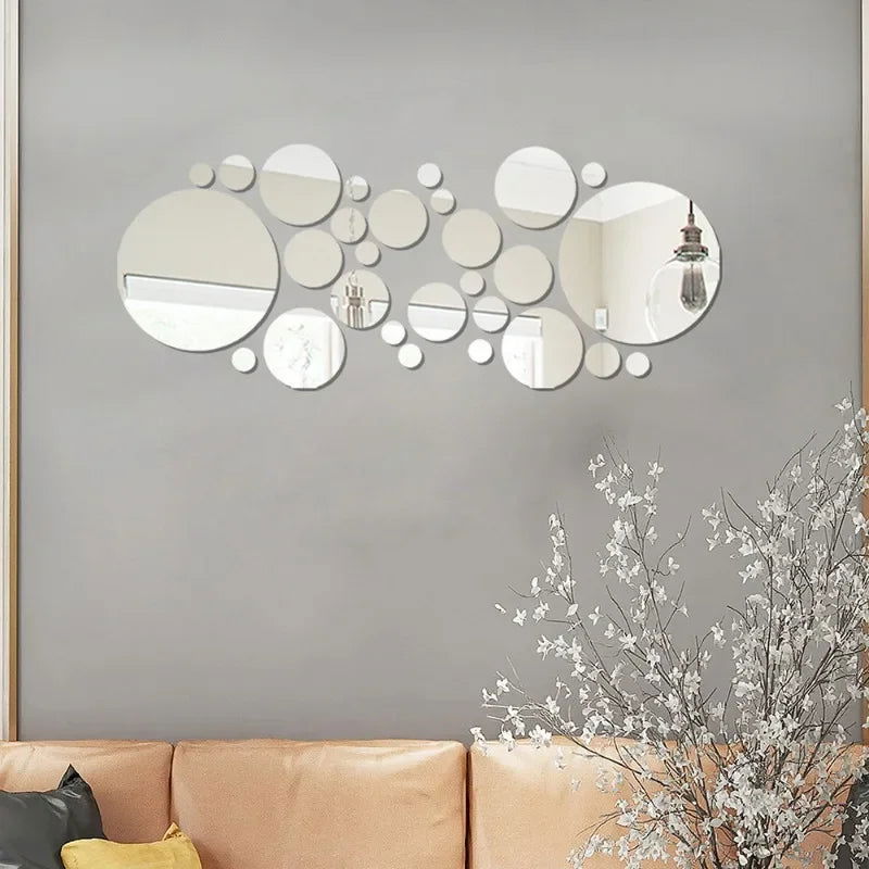 3D Circular Mirror Wall Sticker Self-Adhesive Acrylic Mirror Decals - Graceland Home and Living -  - #tag1#