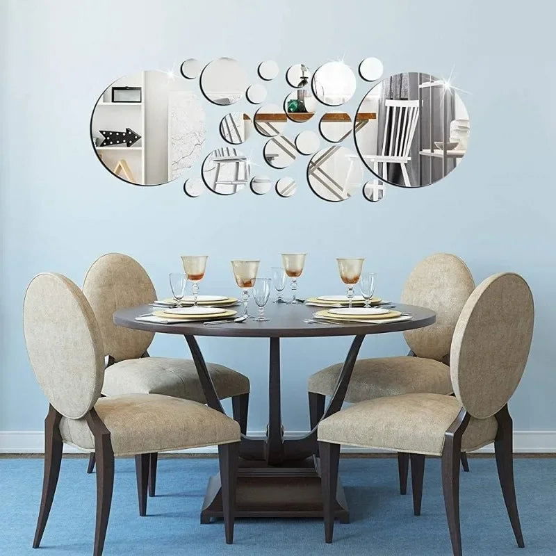 3D Circular Mirror Wall Sticker Self-Adhesive Acrylic Mirror Decals - Graceland Home and Living -  - #tag1#