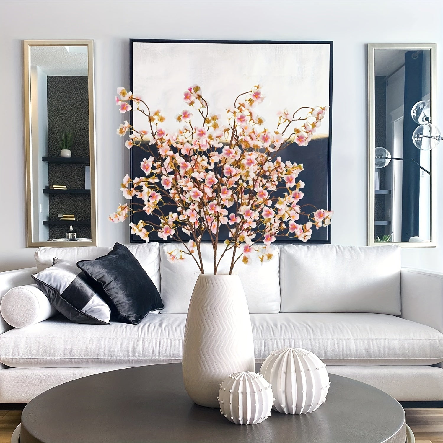 3pcs Artificial Cherry Blossom Branches, 40.5in Long Stem Silk Flowers - Graceland Home and Living -  - #tag1#