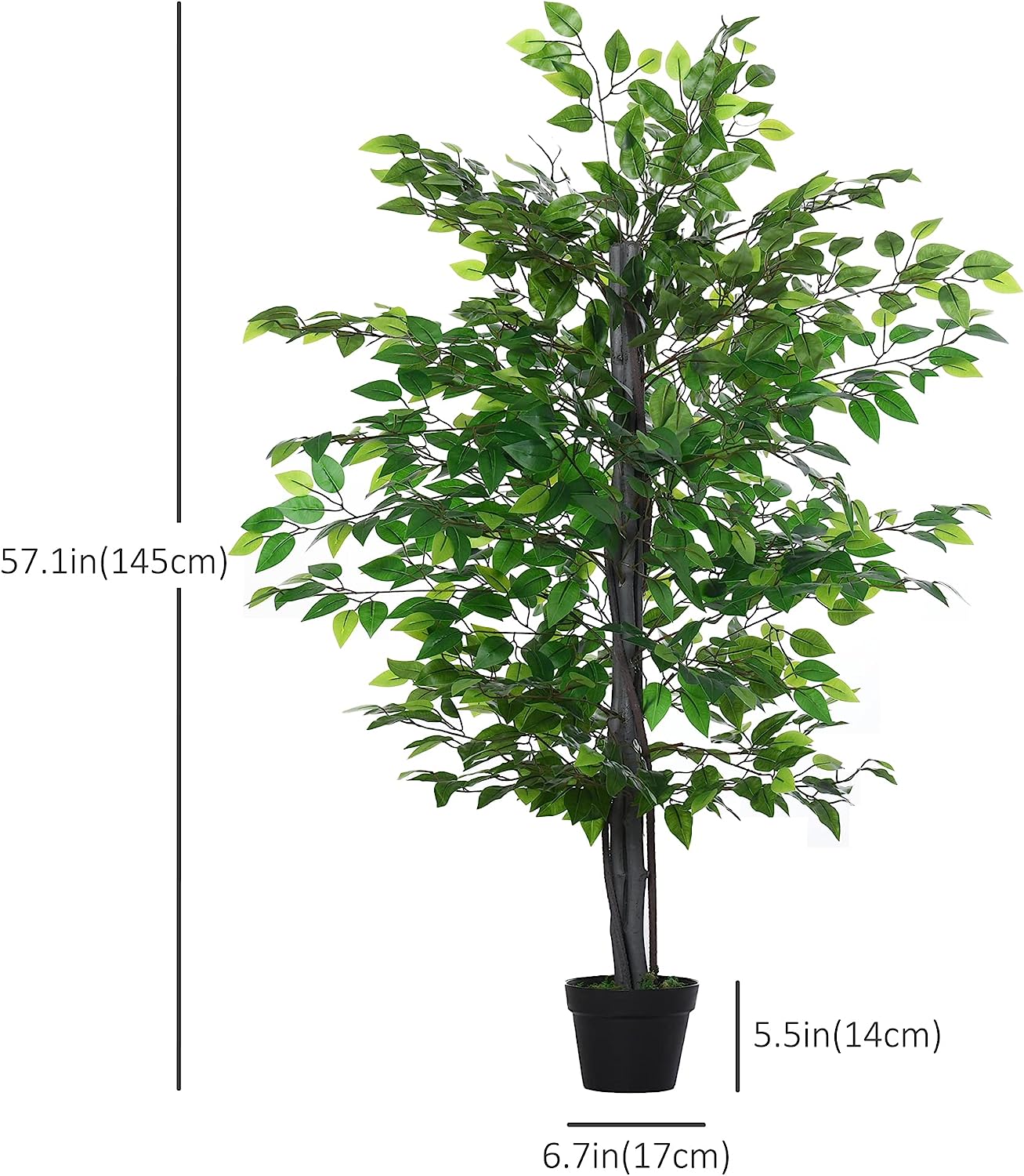 4.75ft Ficus Tree Banyan Plant with 756 Leaves.  large artificial tree Graceland Home and Living