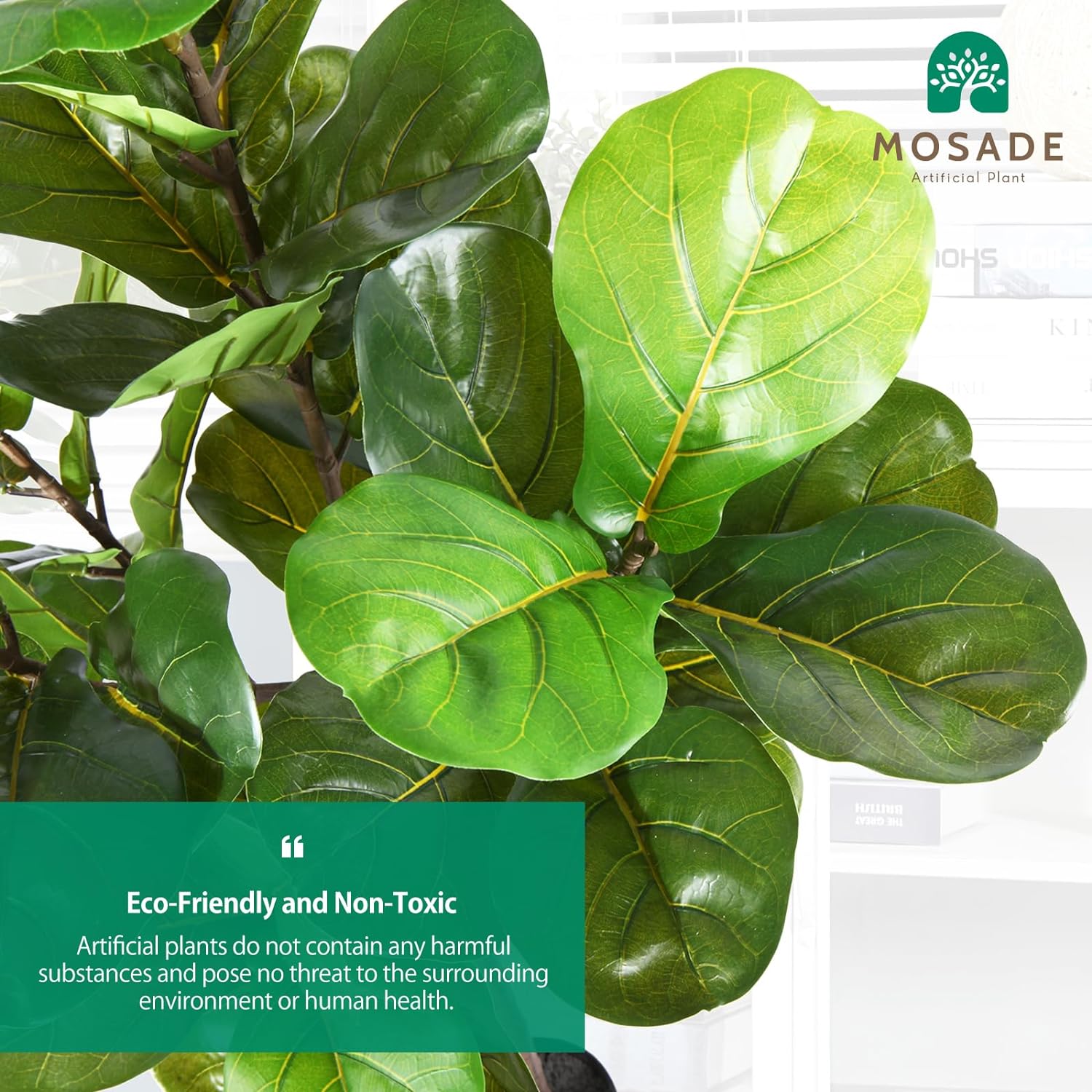 4.2Feet Artificial Fiddle Leaf Fig Tree Fake Potted Ficus Lyrata Plant with Handmade Seagrass Basket - Graceland Home and Living -  - #tag1#