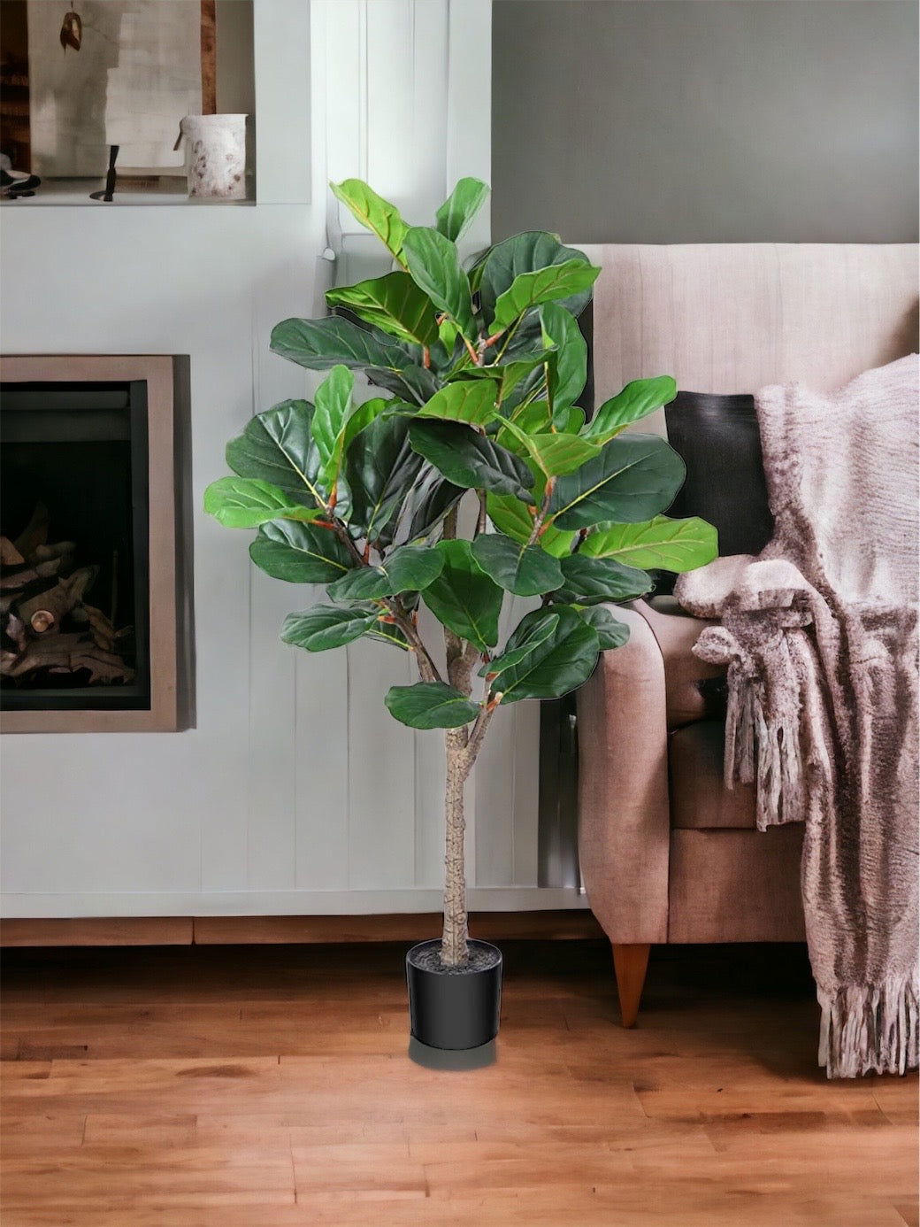 4.3Ft Faux Ficus Lyrata Plant - Faux Fiddle leaf tree with 44 Leaves. - Graceland Home and Living -  - #tag1#