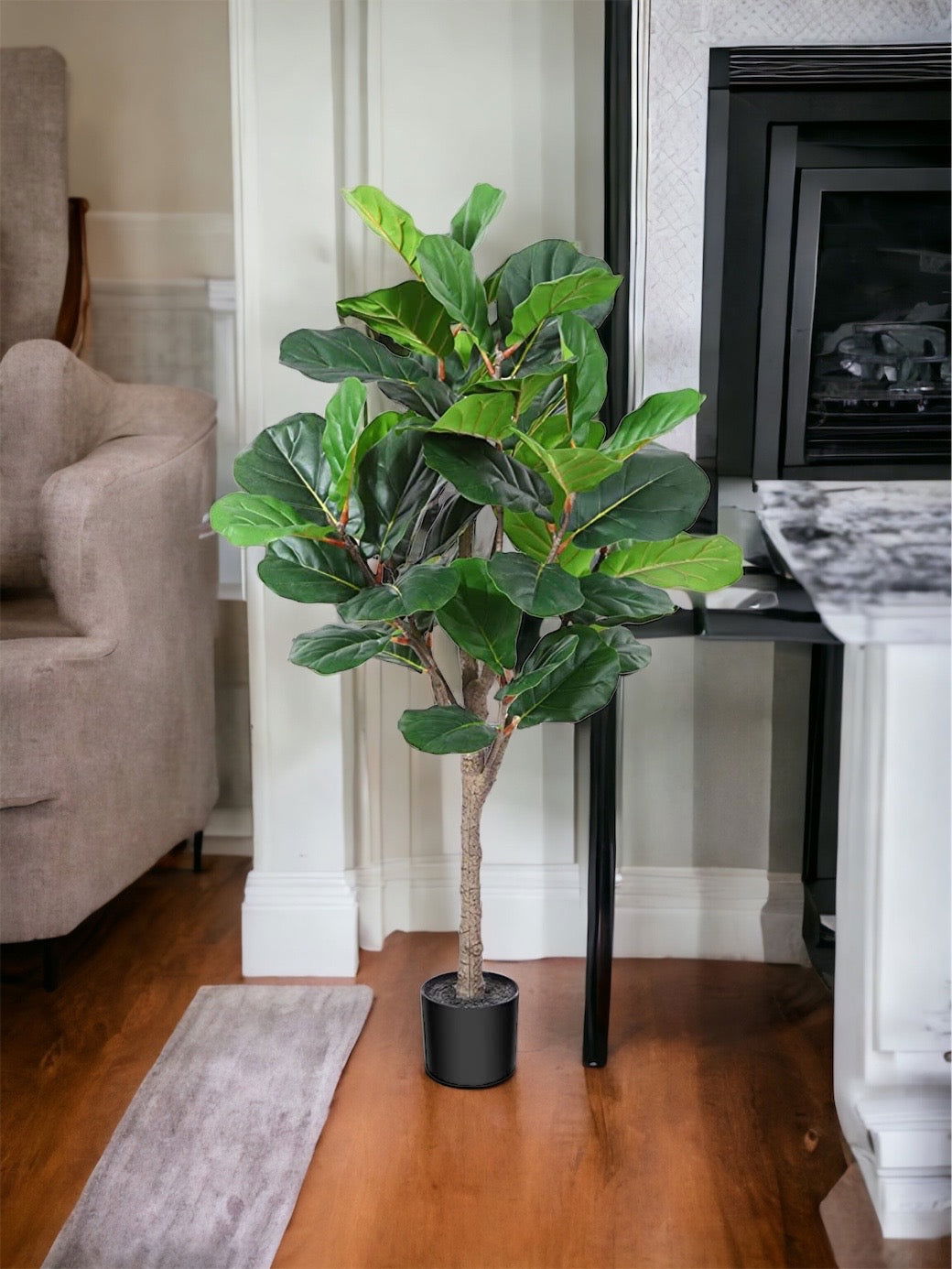 4.3Ft Faux Ficus Lyrata Plant - Faux Fiddle leaf tree with 44 Leaves. - Graceland Home and Living -  - #tag1#