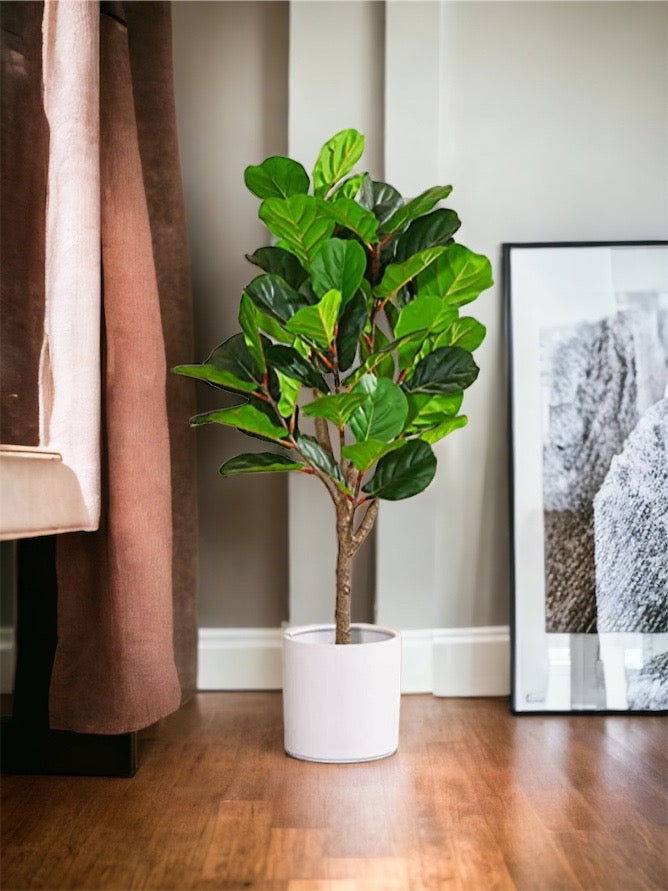 4.3Ft Faux Ficus Lyrata Plant - Faux Fiddle leaf tree with 44 Leaves. - Graceland Home and Living -  - #tag1#