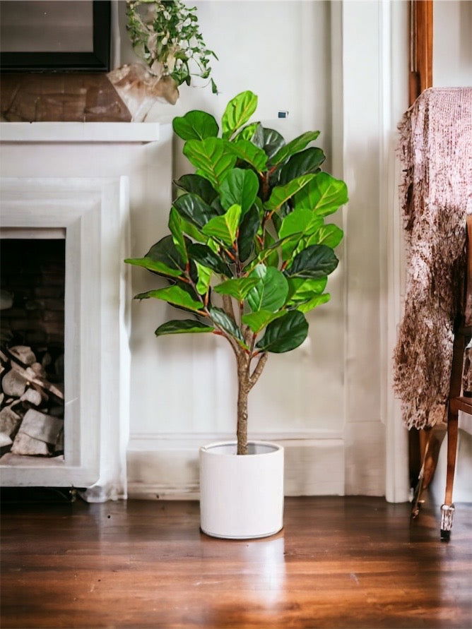 4.3Ft Faux Ficus Lyrata Plant - Faux Fiddle leaf tree with 44 Leaves. - Graceland Home and Living -  - #tag1#