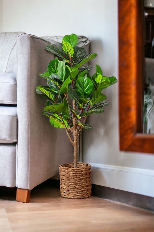 4.3Ft Faux Ficus Lyrata Plant - Faux Fiddle leaf tree with 44 Leaves. - Graceland Home and Living -  - #tag1#