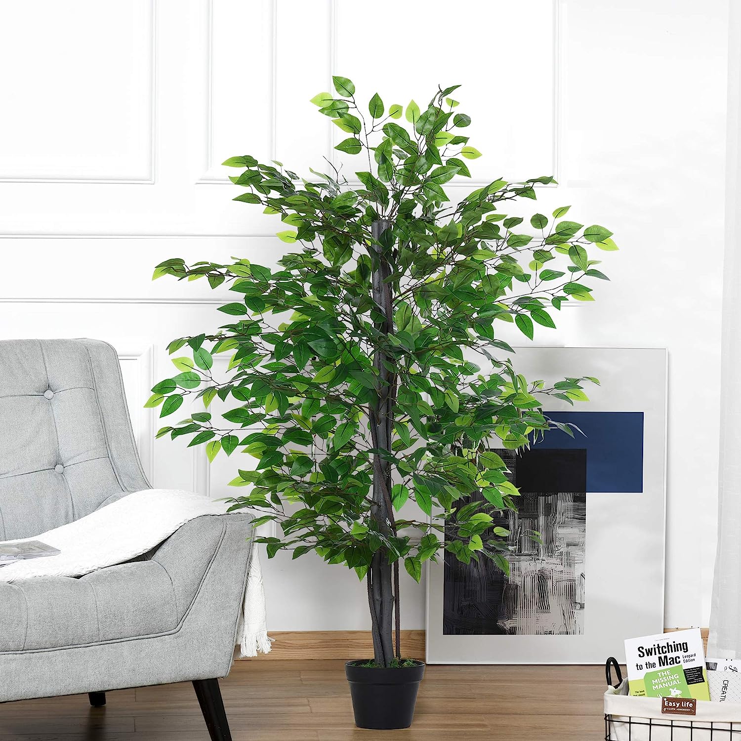 4.75ft Ficus Tree Banyan Plant with 756 Leaves.  large artificial tree - Graceland Home and Living -  - #tag1#