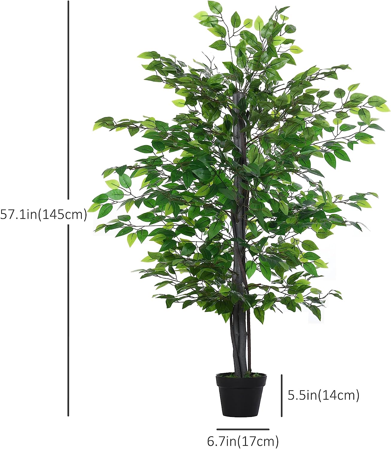 4.75ft Ficus Tree Banyan Plant with 756 Leaves.  large artificial tree - Graceland Home and Living -  - #tag1#
