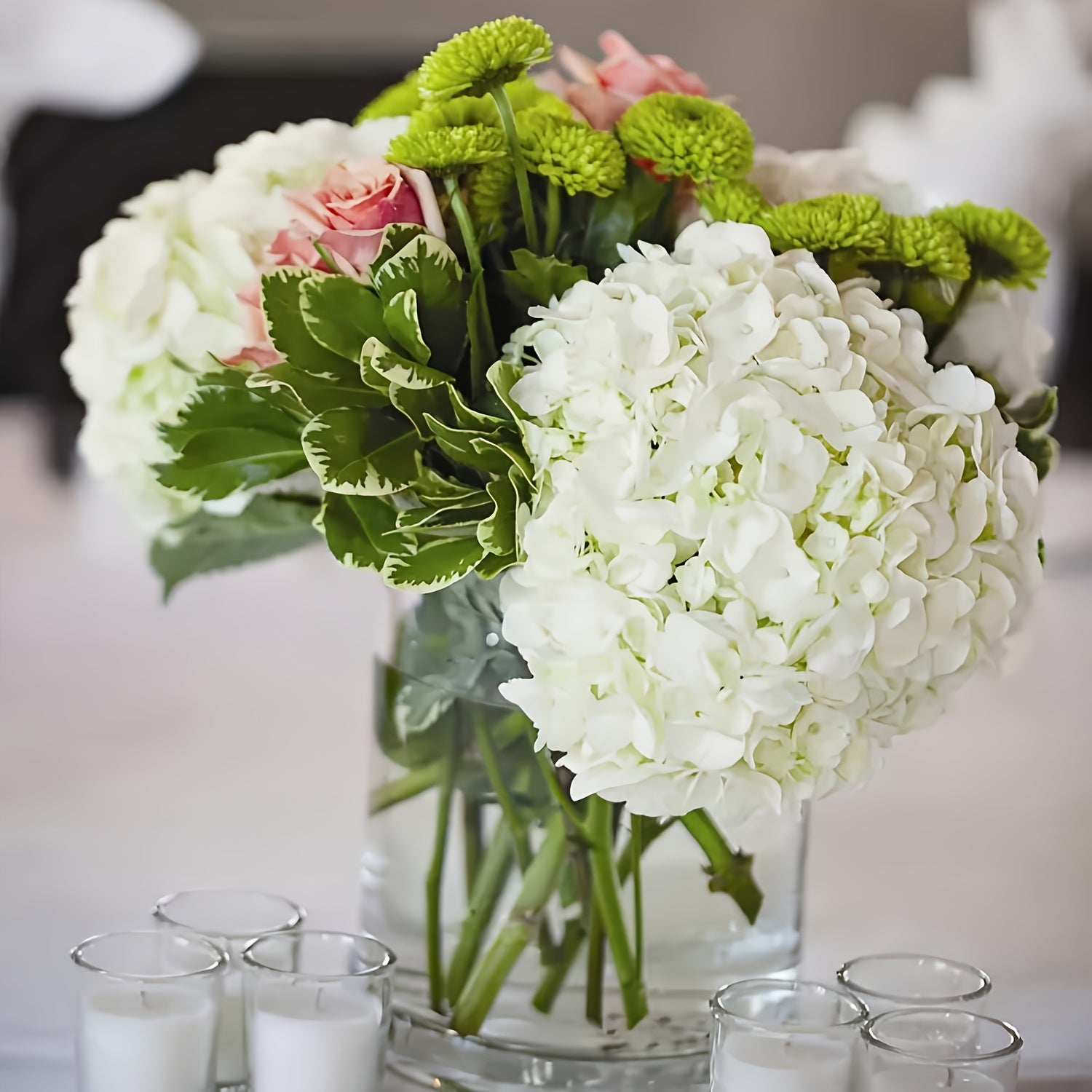 45pcs Stunning White Polyester Hydrangea Artificial Flowers - Graceland Home and Living -  - #tag1#