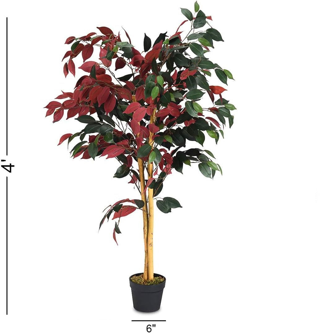 4FT Colorful Artificial Ficus Tree in Nursery Pot - Graceland Home and Living -  - #tag1#