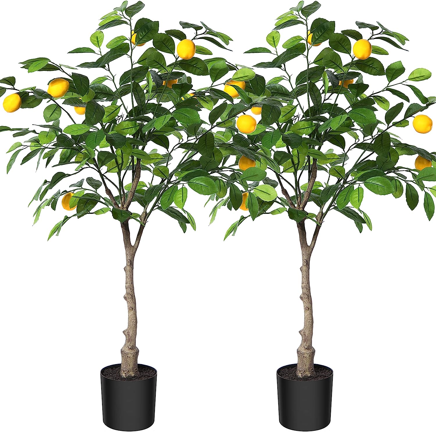 4 Feet Artificial Lemon Silk Plant, Pre Potted - Graceland Home and Living -  - #tag1#