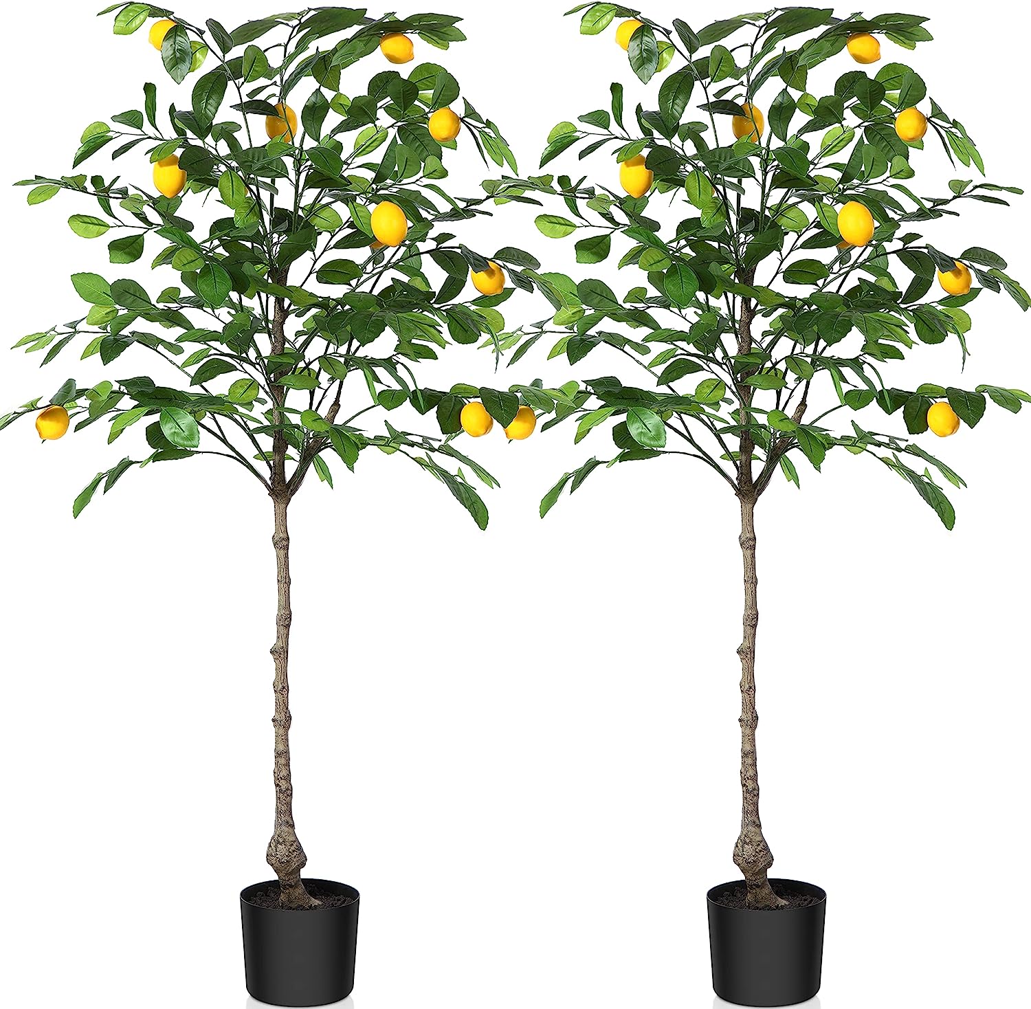 4 Feet Artificial Lemon Silk Plant, Pre Potted - Graceland Home and Living -  - #tag1#