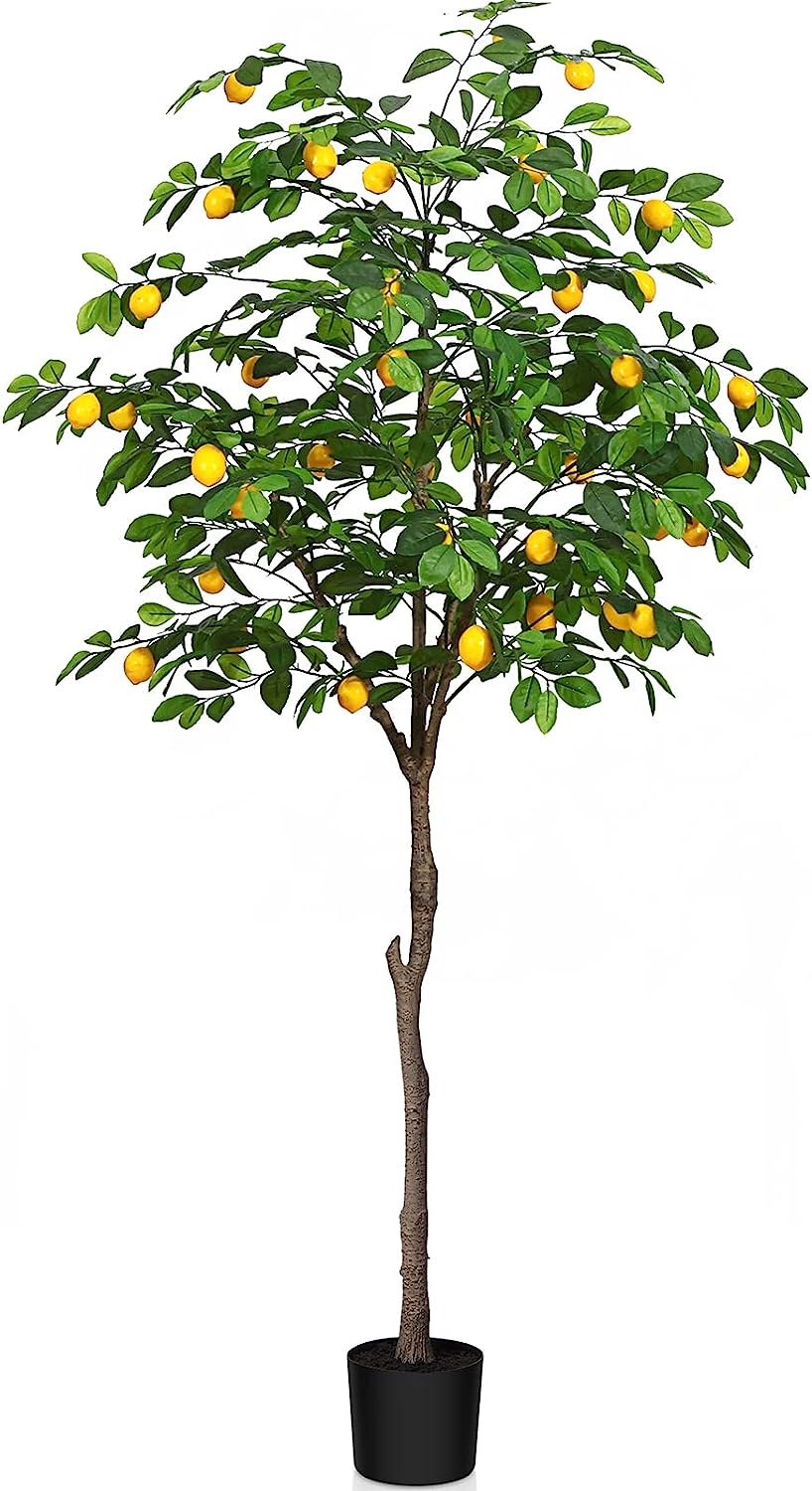 4 Feet Artificial Lemon Silk Plant, Pre Potted - Graceland Home and Living -  - #tag1#