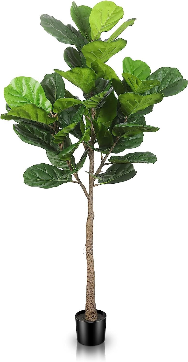 4ft Faux Fiddle Leaf Fig Tree, Plastic Nursery Pot, with 68 Leaves Graceland Home and Living