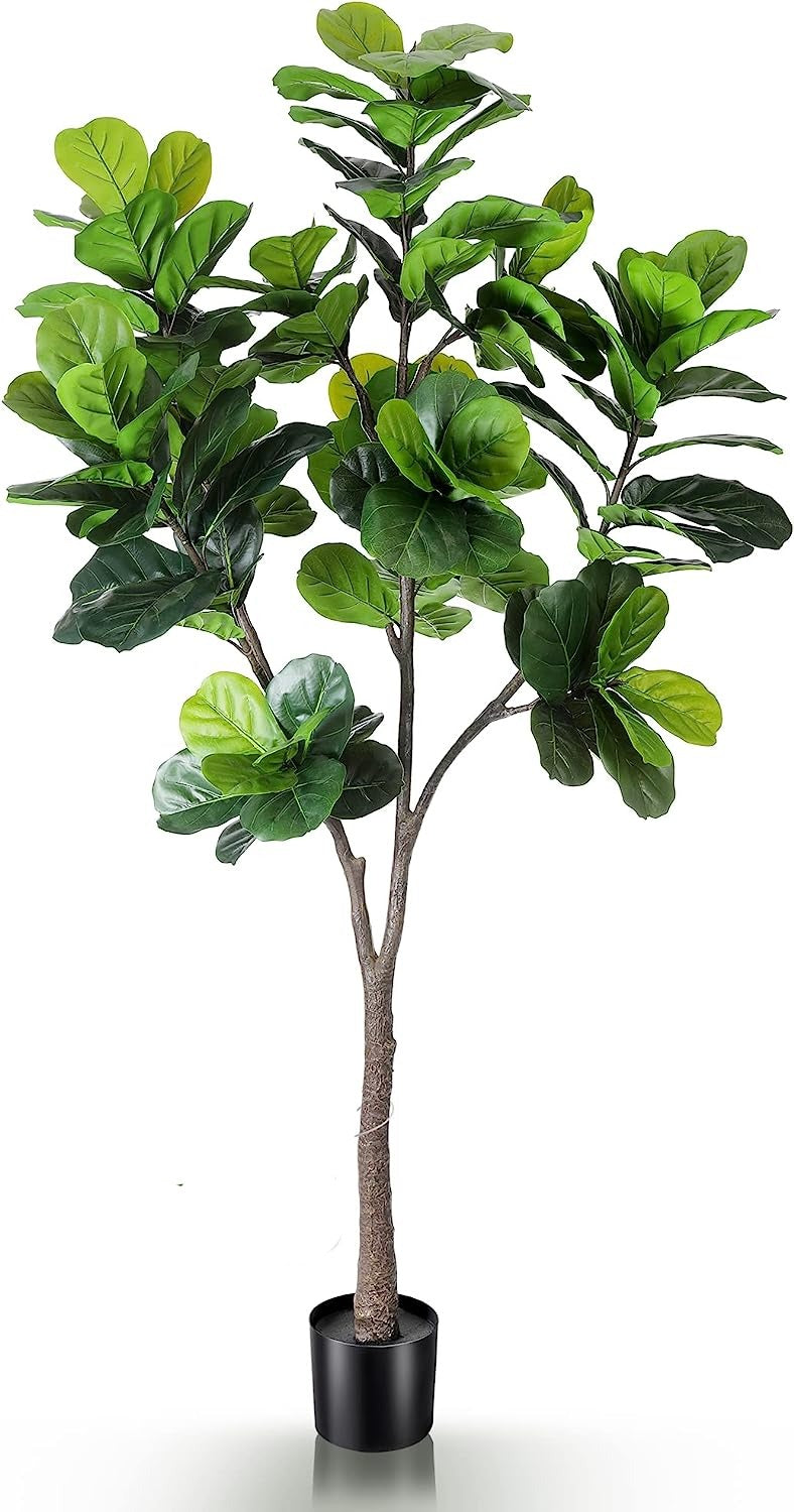 4ft Faux Fiddle Leaf Fig Tree, Plastic Nursery Pot, with 68 Leaves Graceland Home and Living