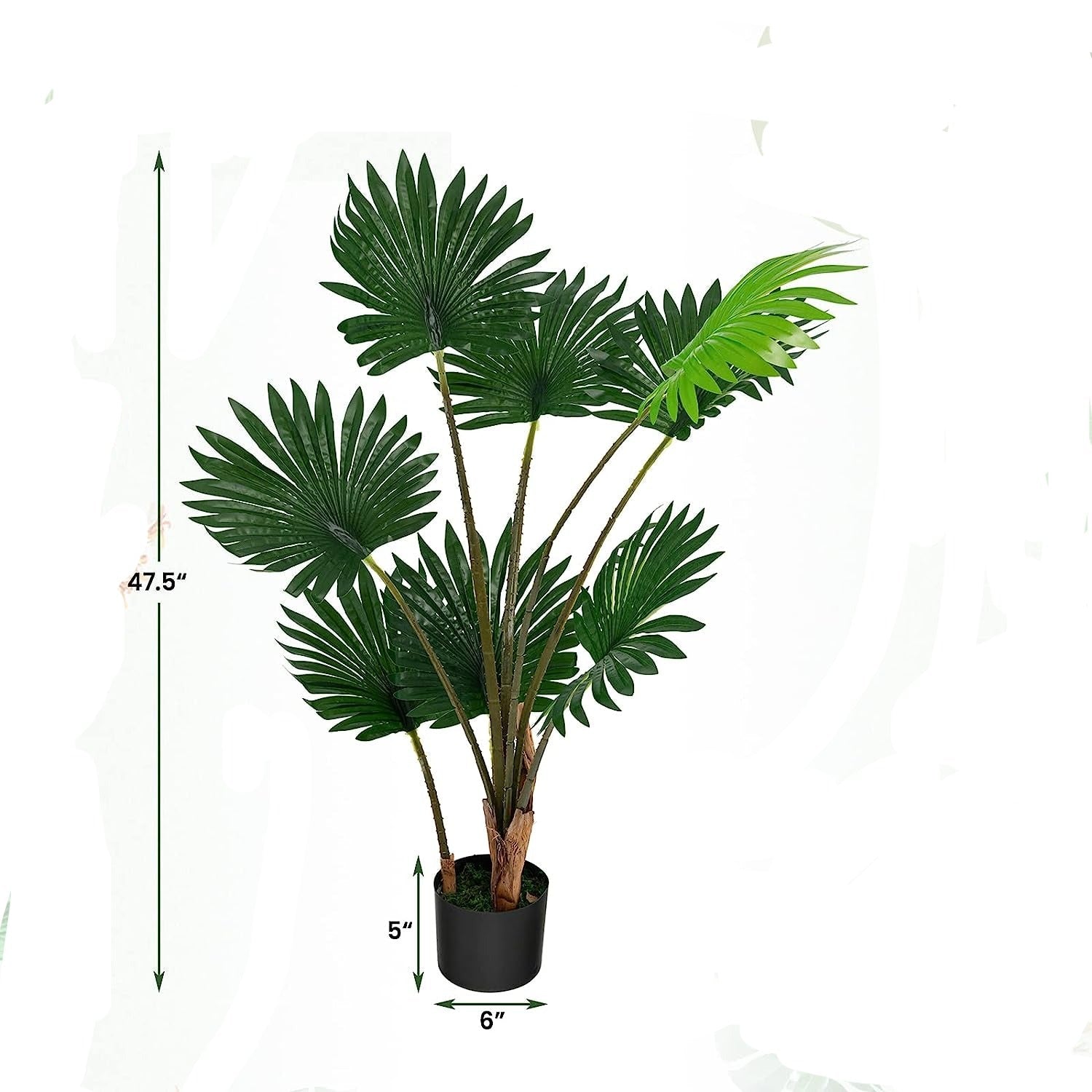 4ft Artificial Fan Palm Tree, with 8 Large Leaves. - Graceland Home and Living -  - #tag1#