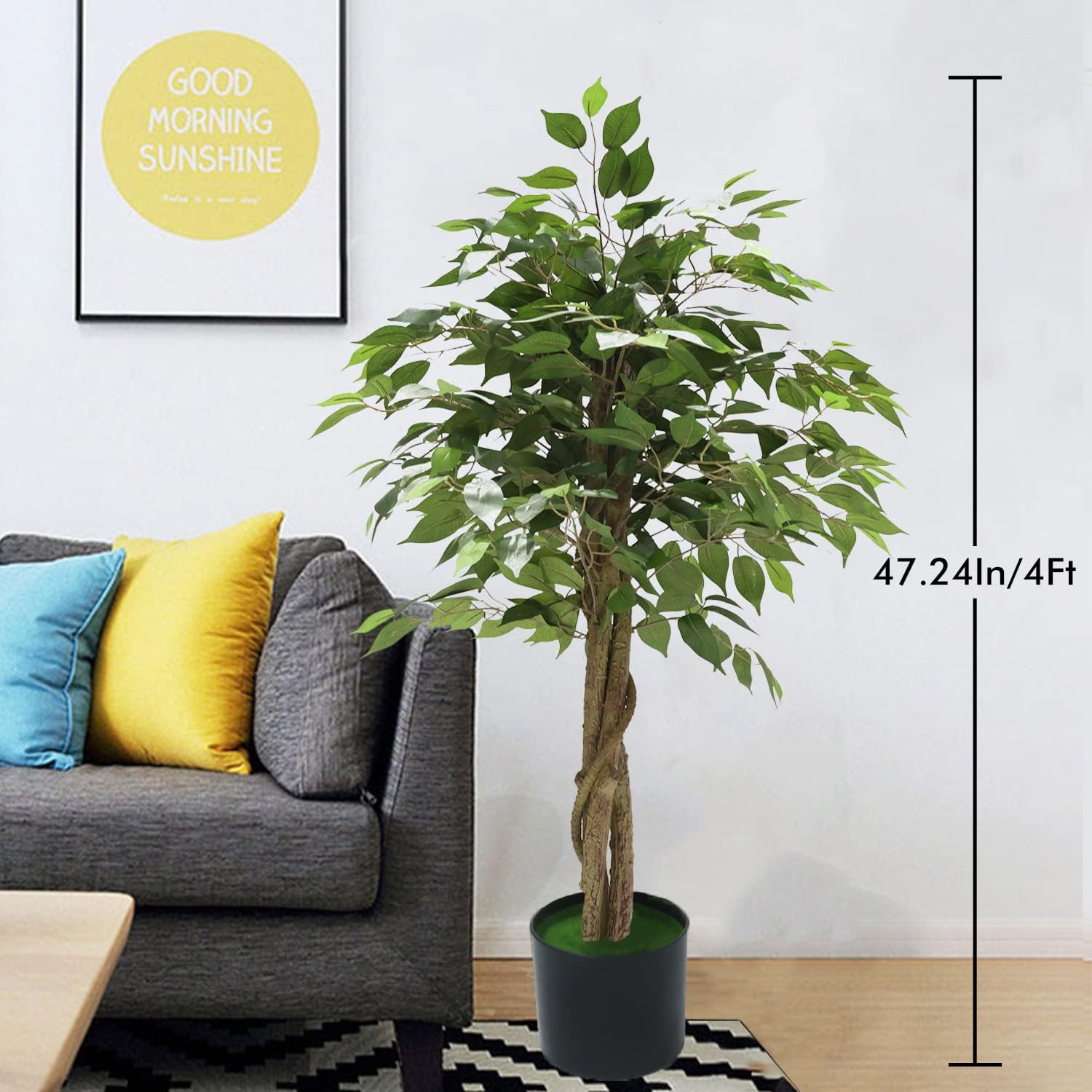 4ft Artificial Ficus Silk Tree for Indoor/ Outdoor decor - Graceland Home and Living -  - #tag1#