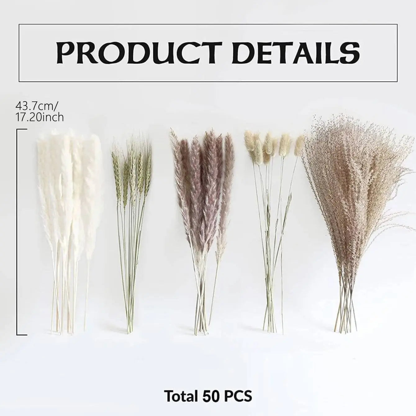 50pcs-reed dried flower bouquets set - Graceland Home and Living -  - #tag1#
