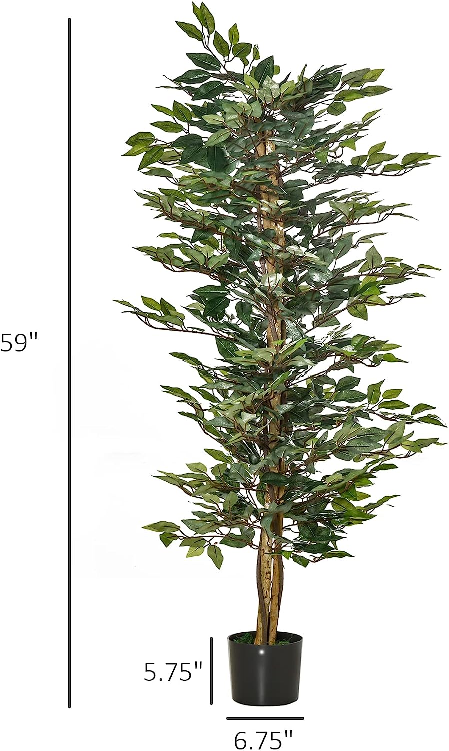 5FT Artificial Faux Ficus Tree Decorative Plant with 1008 Leaves and Nursery Pot - Graceland Home and Living -  - #tag1#