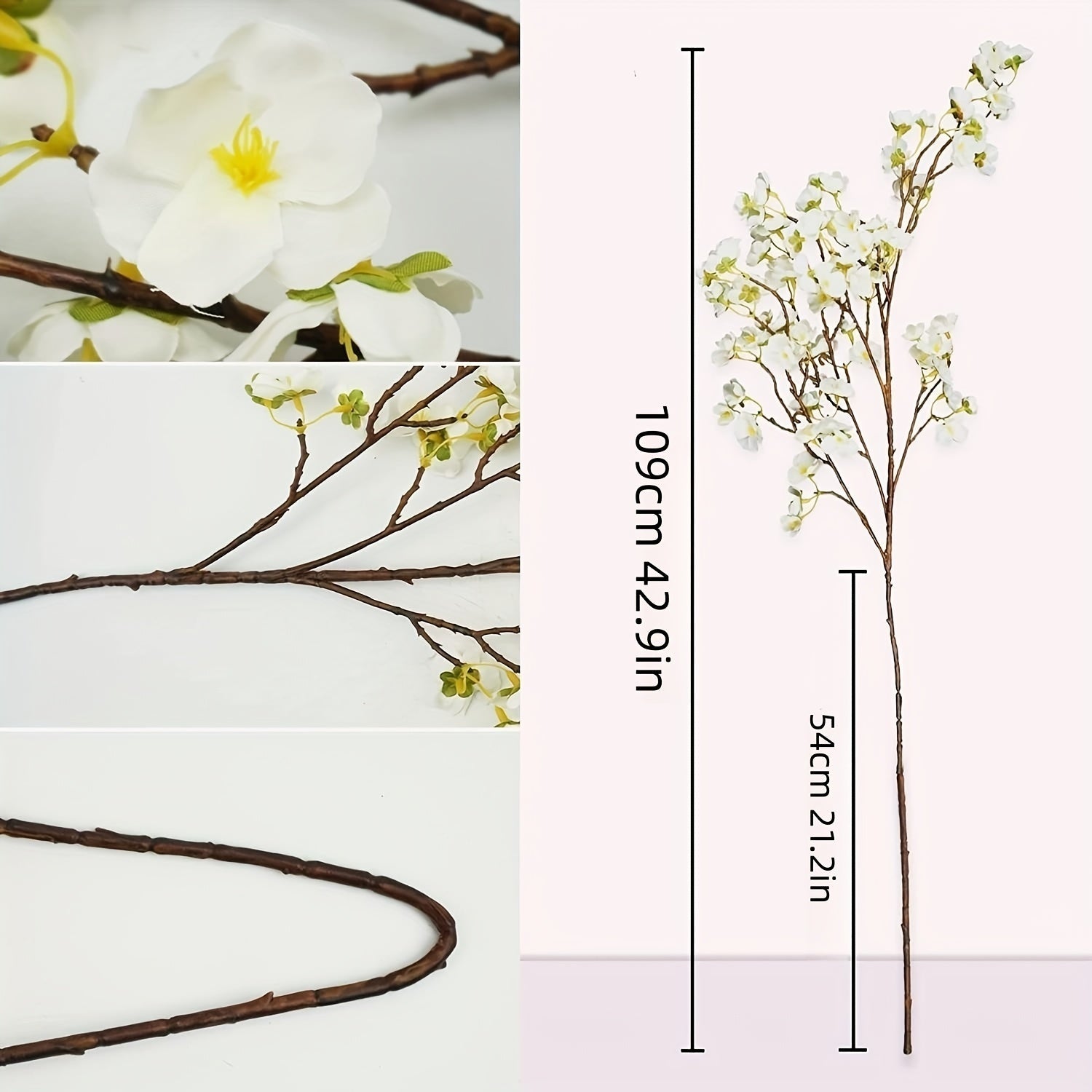 5pcs Lifelike Artificial Cherry Blossom Branches - Realistic Faux Flowers - Graceland Home and Living -  - #tag1#