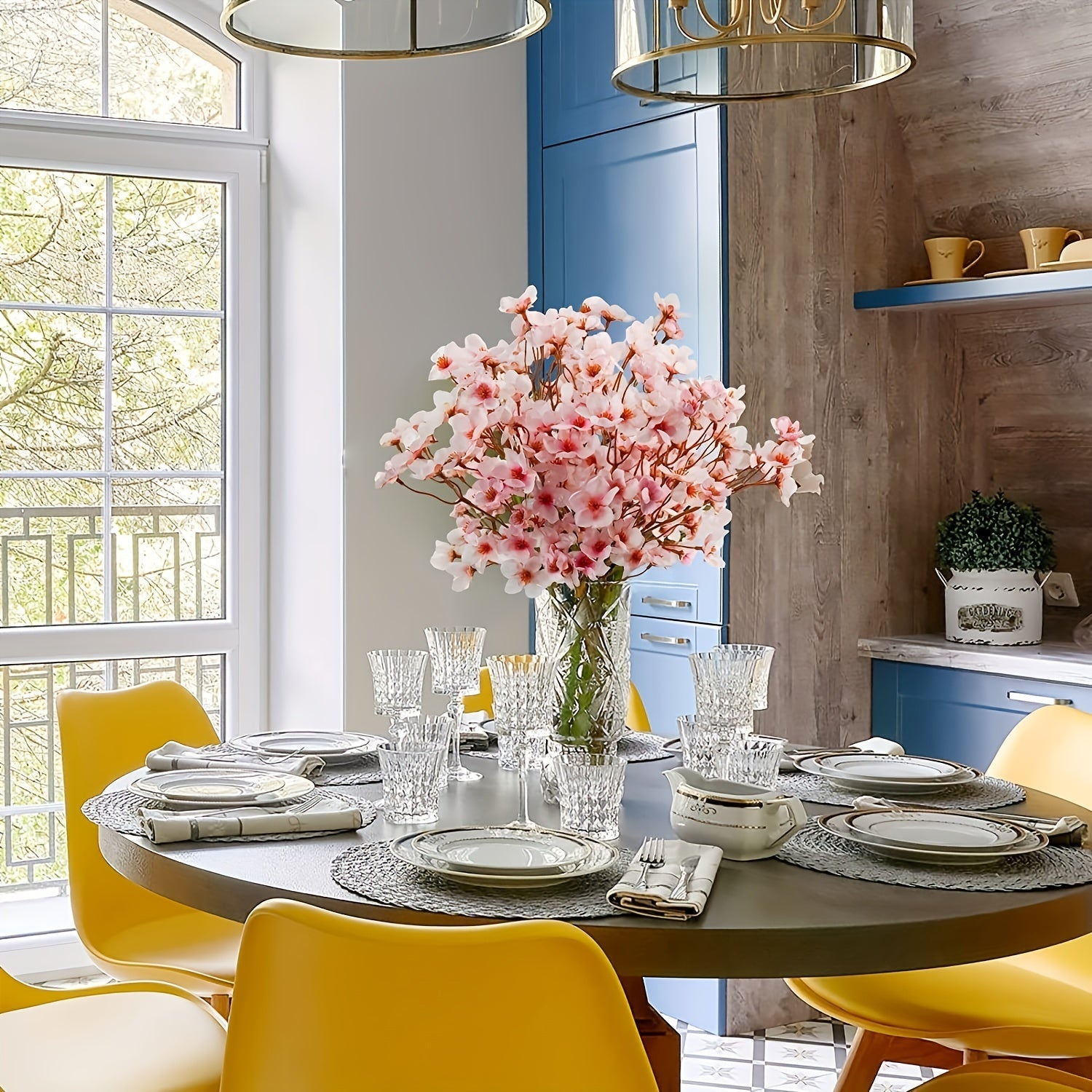 5pcs Lifelike Artificial Cherry Blossom Branches - Realistic Faux Flowers - Graceland Home and Living -  - #tag1#