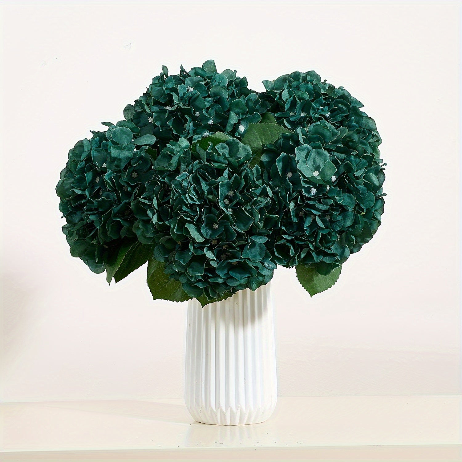 5pcs Lifelike Artificial Hydrangea Flowers in Emerald Green - Graceland Home and Living -  - #tag1#