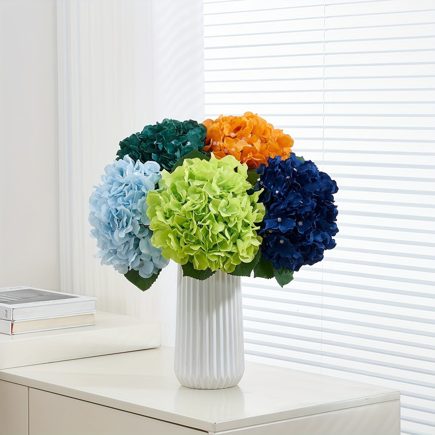 5pcs Lifelike Artificial Hydrangea Flowers in Emerald Green - Graceland Home and Living -  - #tag1#