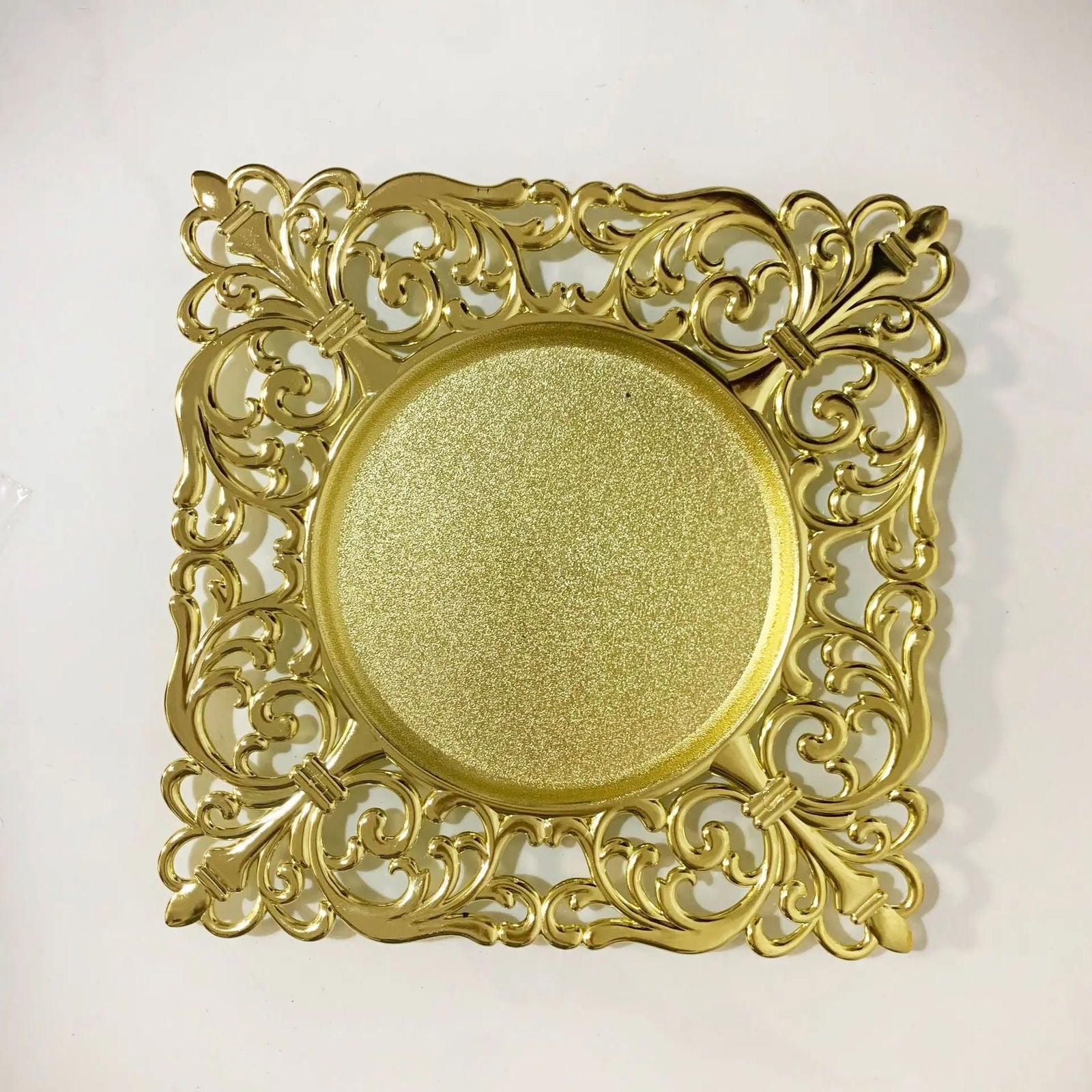 5pcs Square Steel Gold Dining  Charger Plate - Graceland Home and Living -  - #tag1#