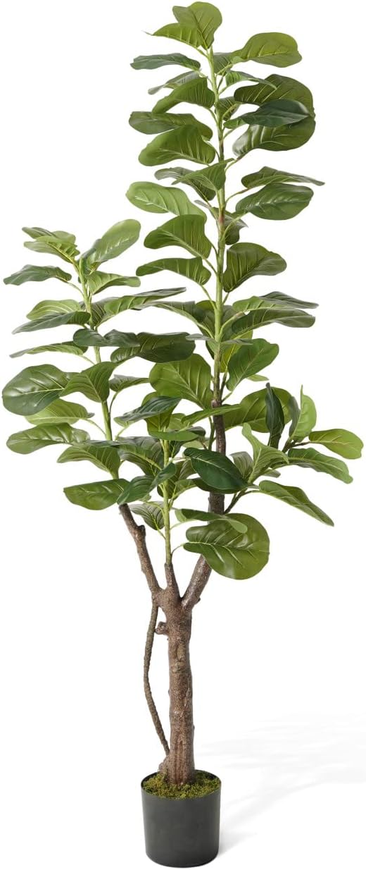 6/7 Feet Potted Ficus Lyrata Faux Tree n Pot with Dried Moss Graceland Home and Living