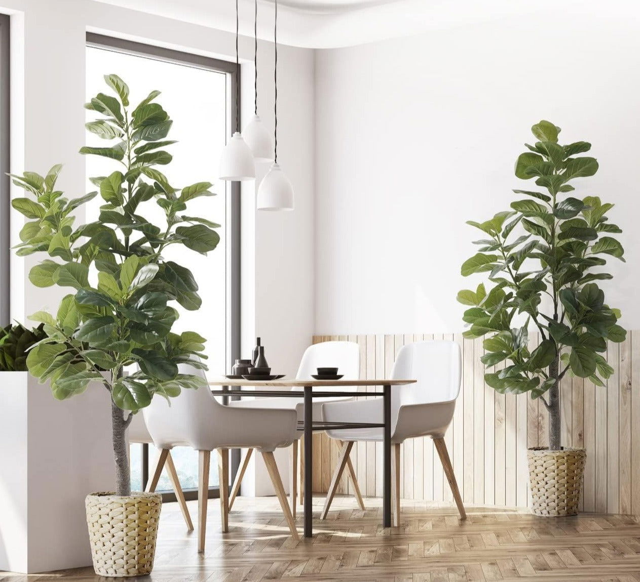 6/7 Feet Potted Ficus Lyrata Faux Tree n Pot with Dried Moss - Graceland Home and Living -  - #tag1#