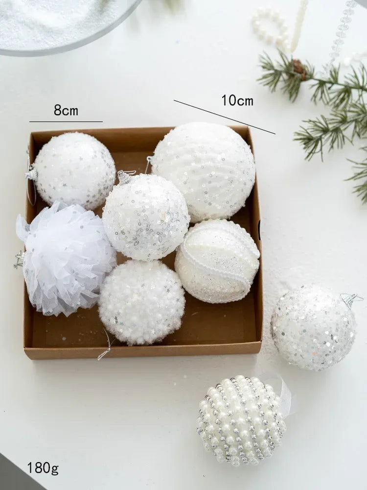 6/8cm White Foam Christmas Ball Ornaments - Graceland Home and Living -  - #tag1#