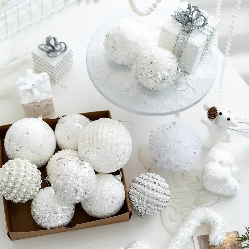 6/8cm White Foam Christmas Ball Ornaments - Graceland Home and Living -  - #tag1#