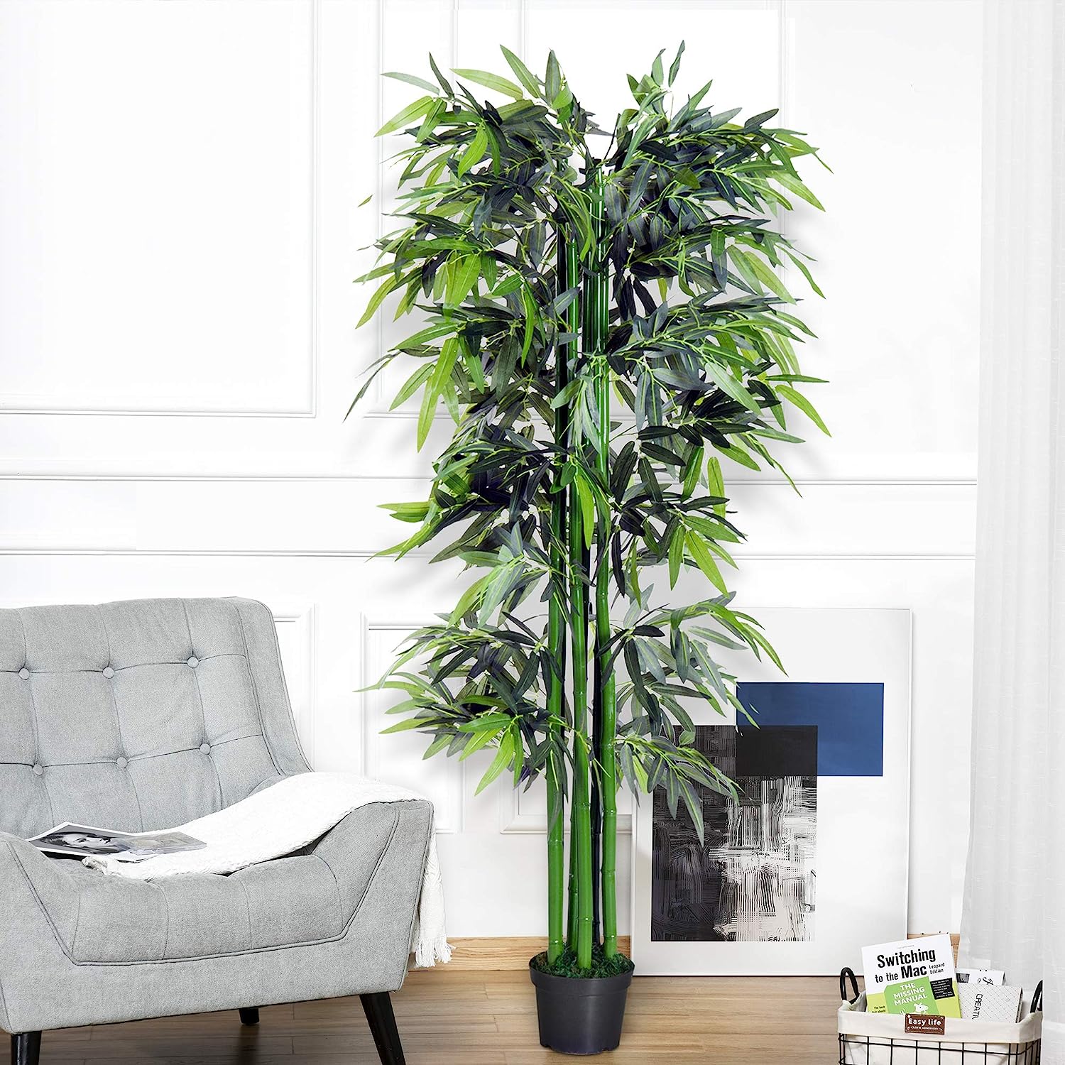 6FT Artificial Bamboo Tree Fake Decorative Plant with Nursery Pot for Indoor Outdoor Décor Graceland Home and Living