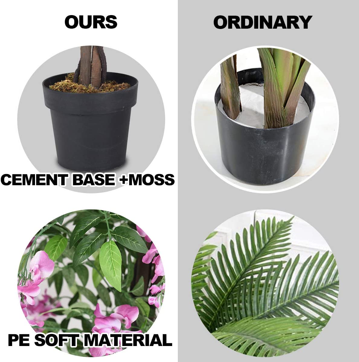 6FT Ficus Artificial Tree, Fake Wisteria Tree in Nursery Pot - Graceland Home and Living -  - #tag1#