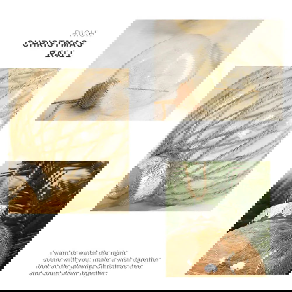 6PCS 7.5cm Linen Gold Transparent Christmas Ball - Graceland Home and Living -  - #tag1#