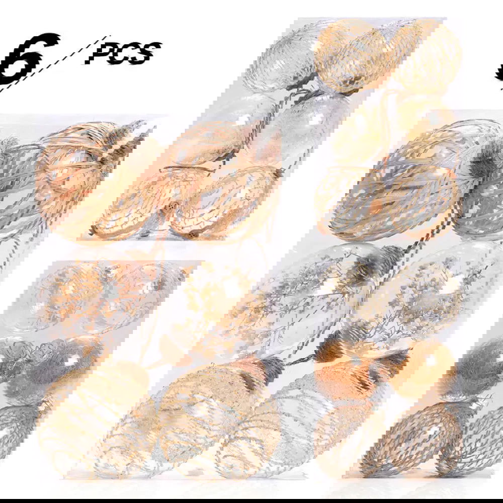 6PCS 7.5cm Linen Gold Transparent Christmas Ball - Graceland Home and Living -  - #tag1#