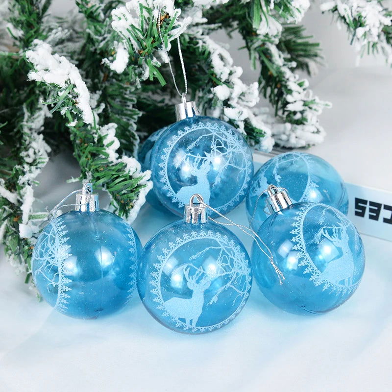 6Pcs 6cm Blue Transparent Christmas Ball Christmas Tree Ornaments - Graceland Home and Living -  - #tag1#