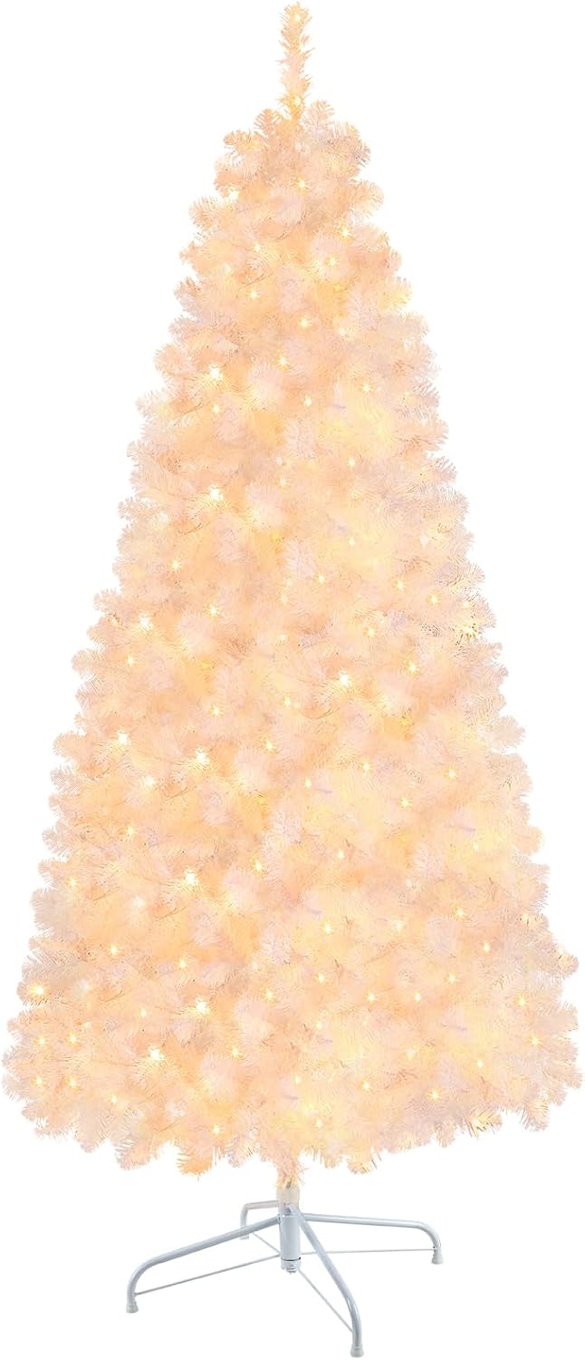 6ft Pre-lit Premium Artificial Hinged Christmas Tree with Pre-lit 250 Warm White Lights, 785 Branch Tips and Foldable Stand - Graceland Home and Living -  - #tag1#