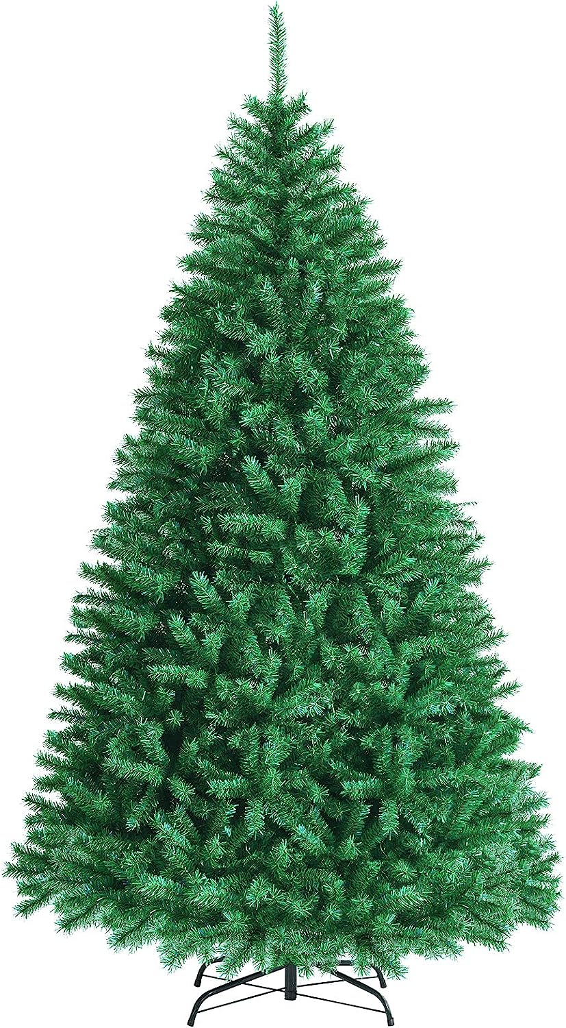 6ft White Artificial Christmas Tree, Hinged Unlit w/ 792 Iridescent Branch Tips & Metal Stand, - Graceland Home and Living -  - #tag1#